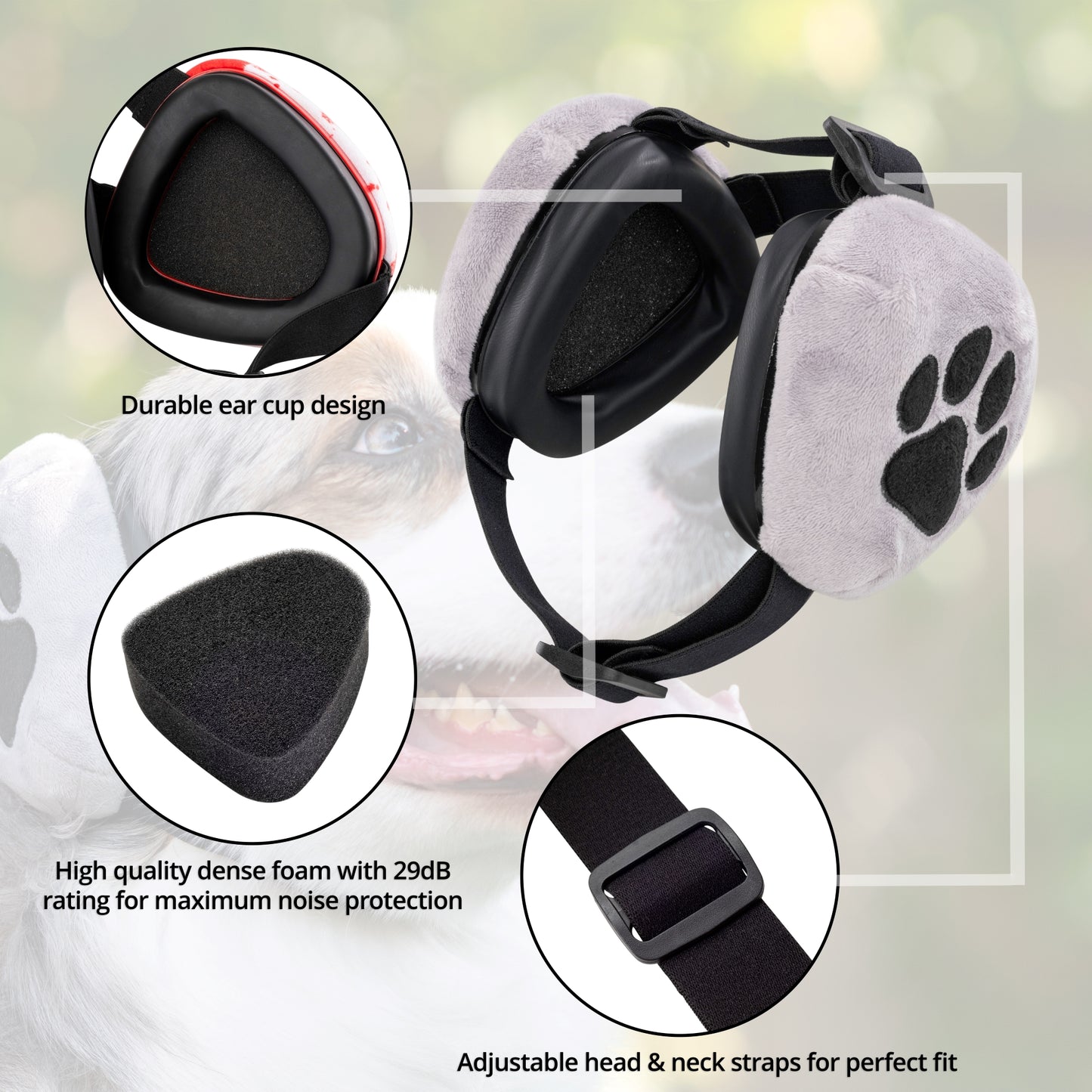 Dog Ear Muffs Noise Protection (29dB), Noise Cancelling Headphones for Dogs, Anxiety Protection From Fireworks, Thunderstorms